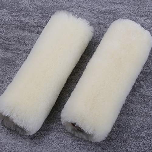 Andalus Brands 2 Pack Genuine Merino Wool Sheepskin Seat Belt Cover Soft Shoulder Pad Neck Cushion Protector Authentic Car Accessories Pearl B075kgw94b