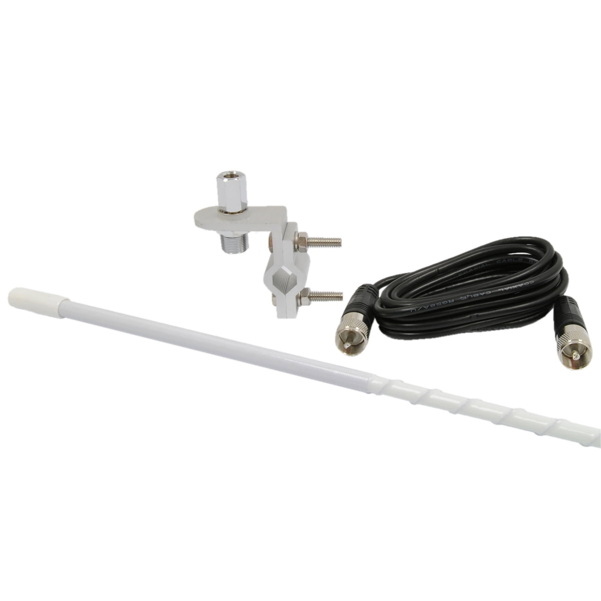Roadpro 3Ft Cb Antenna Kit W/ 9Ft Cable White