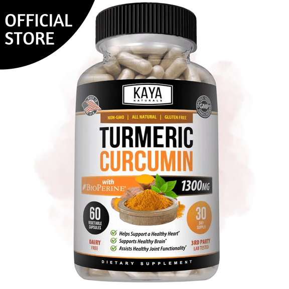 Kaya Naturals Turmeric Platinum, 60 Count Capsules, Bioperine, Premium Joint Support with 95% Standardized Curcuminoids - 60 Capsules