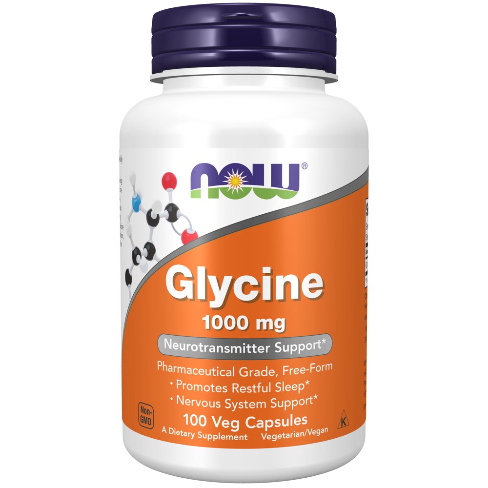 NOW Supplements, Glycine 1,000 mg Free-Form, Neurotransmitter Support*, 100 Veg Capsules ...