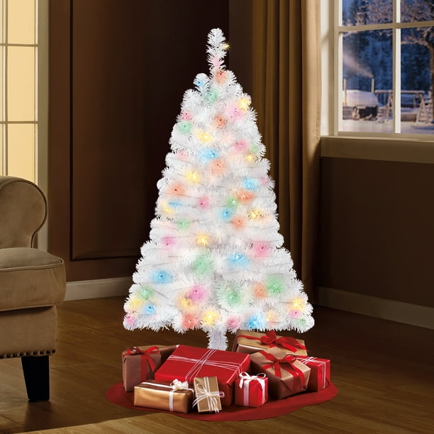 Holiday Time Pre-Lit 4' Indiana Spruce White Artificial Christmas Tree