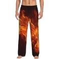 thumbnail image 1 of Kdxio Fiery Orange Flames Energy Pattern Men's Pajama Pants, Elastic Waist with Drawstring and Pockets, Comfortable Loungewear-Small, 1 of 6