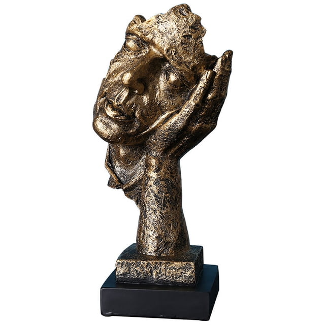 Escultura vintage Silence Face de resina 12,5 x 11,5 x 33 cm