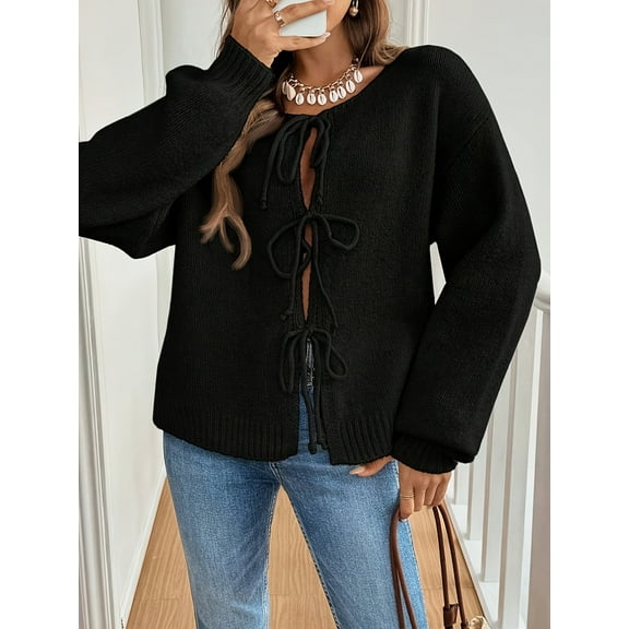 Spring and summer new versatile knitted sweater, butterfly tie cardigan, thin style