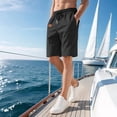 thumbnail image 4 of Men's Drawstring Pockets Elastic Waist Shorts for Casual Beach Black XXL, 4 of 9