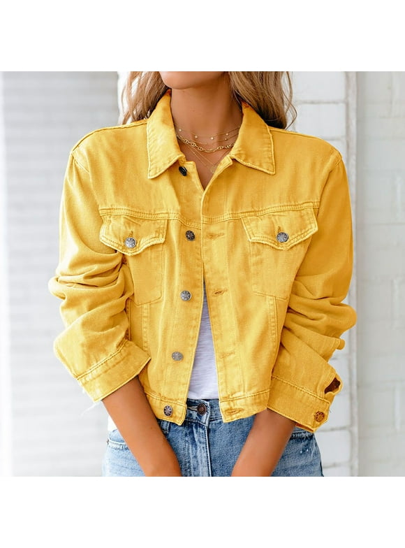 Womens Jean Jackets in Womens Coats & Jackets | Yellow - Walmart.com