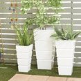 thumbnail image 2 of DecMode 13"W, 25"H Metal Modern Planter, White, 3-Piece, 2 of 8