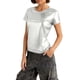 thumbnail image 1 of Tops de Cuello Redondo para las Mujeres de Moda Primavera Verano Manga Corta Base Blusa, Poliéster Suave Fresco Uso Diario, 1 of 6
