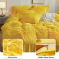 thumbnail image 5 of LIFEREVO 3 Pieces Luxury Plush Shaggy Faux Fur Duvet Cover Set(1 Fluffy Fuzzy Comforter Cover + 2 Pompoms Fringe Quilted Pillow Shams), Zipper Closure, King Size, Yellow, 5 of 7