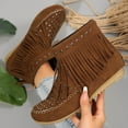 thumbnail image 1 of LSLJS Bottes Plates Décontractées pour Femmes, Chaussures Plates à Franges pour Extérieur, Bottines et Bottillons pour Femmes, Cadeau pour Femmes, 1 of 8