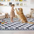 thumbnail image 4 of Memoryfield Checkered Area Rug 8' x 10', Washable, Non-Slip Low-Pile Carpet with Modern Geometric Design for Living Room, Bedroom & Dining Room, Black, 4 of 6