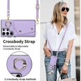 thumbnail image 6 of Phone Case for Samsung Galaxy S23 Ultra 5G Wallet Cover with Screen Protector and Ring Stand Credit Card Holder Slot Crossbody Strap Cell S23Ultra 23S S 23 23Ultra 6.8 inch Women Girls Purple, 6 of 13