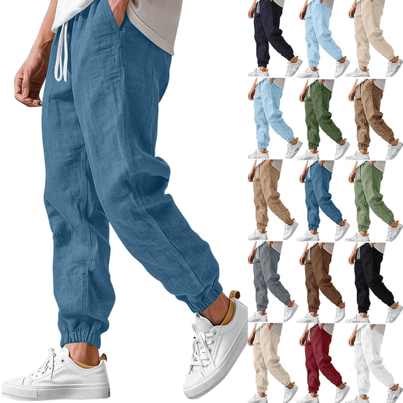FEIIBMOYRIA Men's Joggers Mens Casual Solid Color Elastic Waist Hiking Pants Summer Quick-Dry Lightweight Outdoor Sweatpants with Pockets