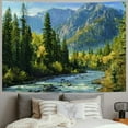 thumbnail image 2 of Fenyluxe  Nature Mountain Forest Tapestry, Scenic Green Pine Tree Waterfall Landscape Wall Hanging Tapestries for Home Office Dorm Indoor and Outdoor Decoration 50x40inch, 2 of 6