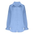 thumbnail image 4 of ibiyuan Women'S 2 Piece Outfits Women's Casual Spring Fashion Set Long Sleeve Shirt and High Waist Drawstring Shorts Solid Two Piece Outfit, 4 of 6