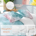 thumbnail image 2 of 3 Piece Turquoise Pink Coastal Duvet Cover Set Full Size, Microfiber Comforter/Quilt Cover with Corner Ties and 2 Pillowcases, Summer Beach Nautical All Season Soft Bedding with Zipper Closure, 2 of 8
