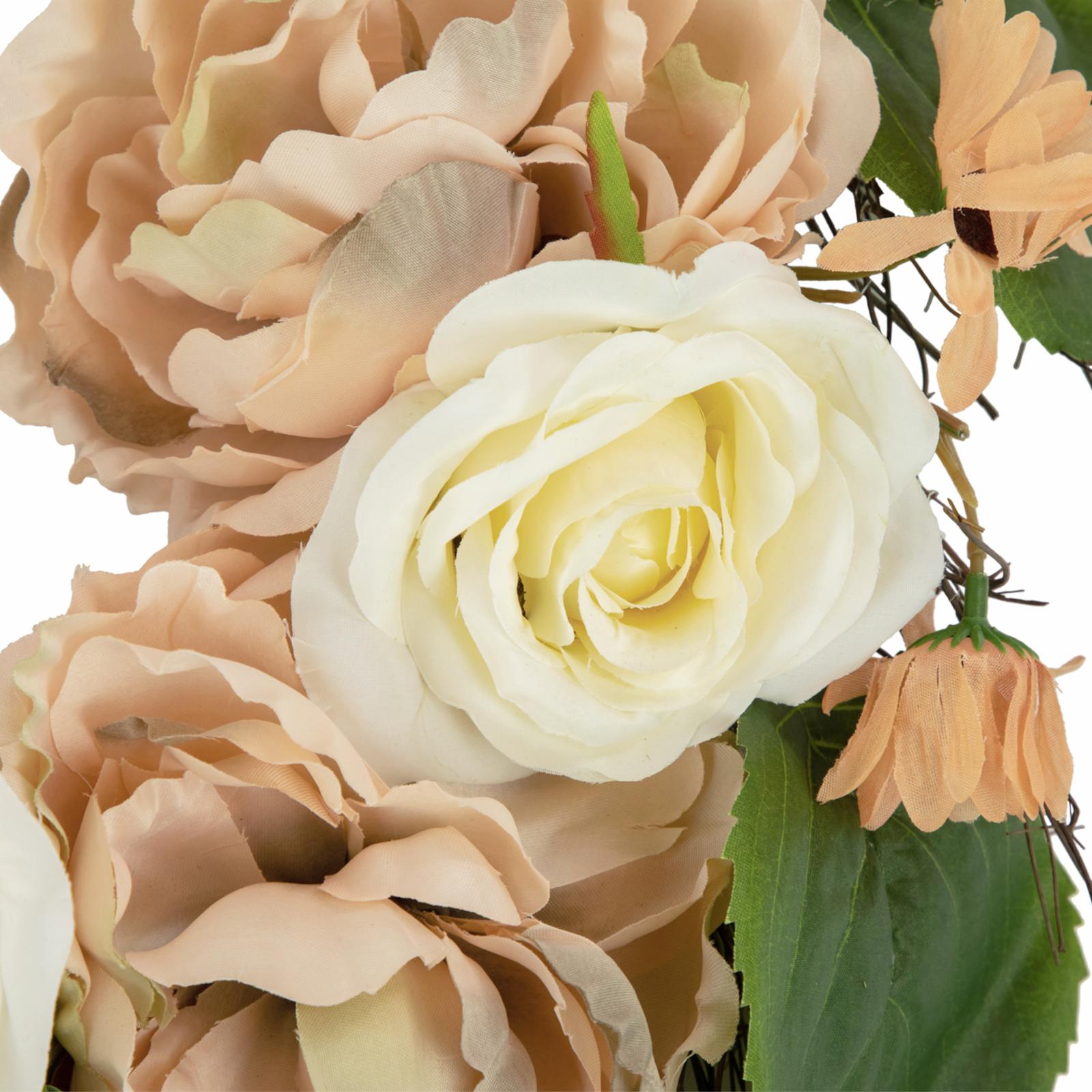 Northlight Peach and White Floral Fall Harvest Artificial Wreath 22-Inch