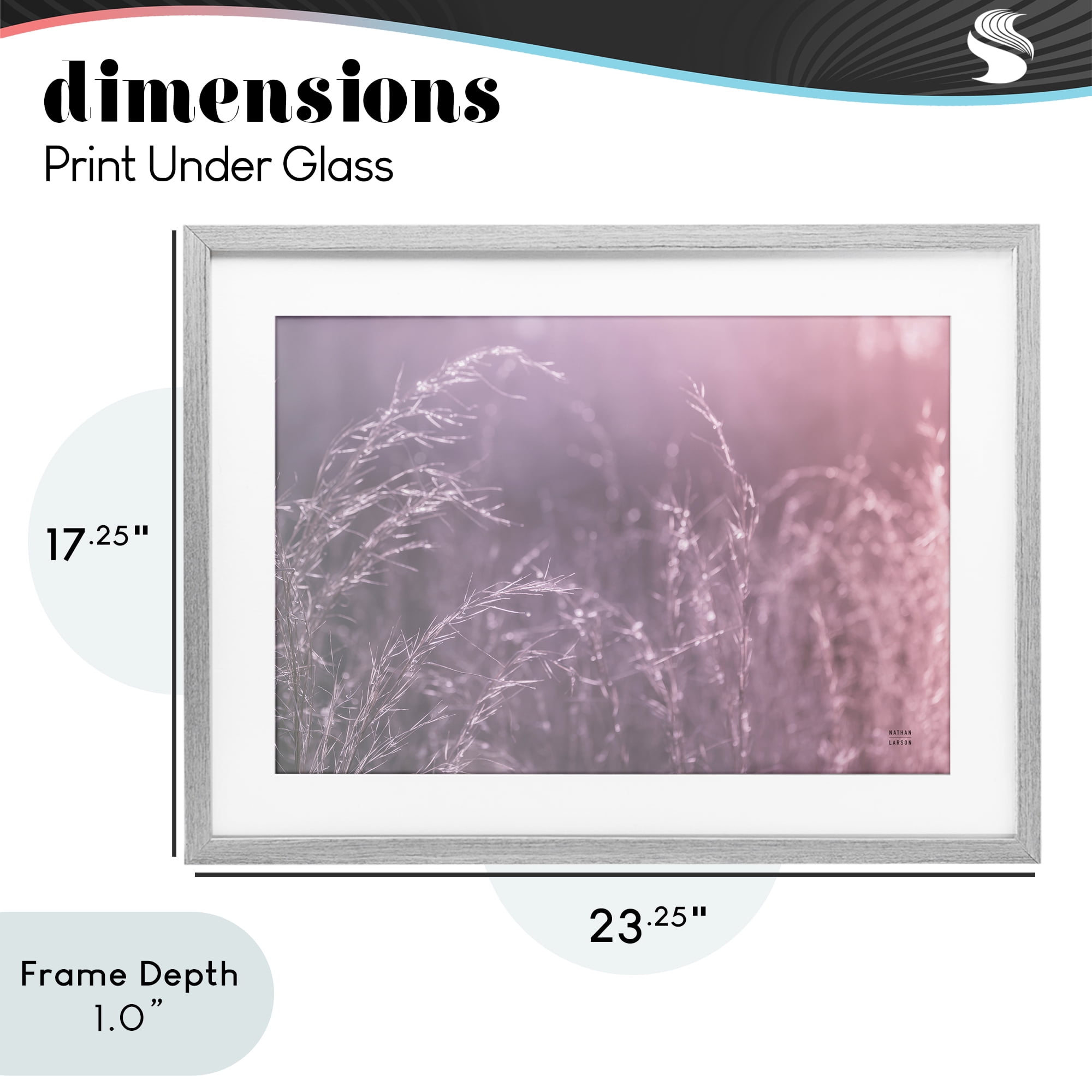 Stupell Industries Pink Meadow at Dawn Gray Framed Print Under Glass, design by Nathan Larson