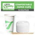 thumbnail image 4 of 16 oz Compostable Paper Cups with White Dome Lids and Wooden Stirrers - Biodegradable Disposable White Paper Coffee Cups PLA Lined - Eco-friendly Hot and Cold Drinking Cups (500), 4 of 4