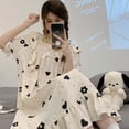 thumbnail image 2 of Camisón de encaje con volantes para mujer, ropa de dormir de estilo coreano, vestido de noche de una pieza, pijama de verano con lazo Floral, ropa de casa de manga corta, 2 of 3