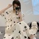 thumbnail image 3 of Camisón de encaje con volantes para mujer, ropa de dormir de estilo coreano, vestido de noche de una pieza, pijama de verano con lazo Floral, ropa de casa de manga corta, 3 of 4