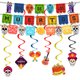 thumbnail image 4 of Pancarta colorida del Día de los Muertos mexicana, colgante en espiral, guirnalda de banderines ahuecada, adorno para tarta, decoración para fiesta de carnaval, 4 of 5