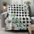 thumbnail image 2 of Spring Floral Blanket Soft Cozy Warm Throw Blanket for Couch, Plush Fuzzy Flannel Fleece Blankets for Sofa, Daisy Eucalyptus Leaves Black White Plaid Bed Blankets Lightweight Gifts for Women, 50"x60", 2 of 9