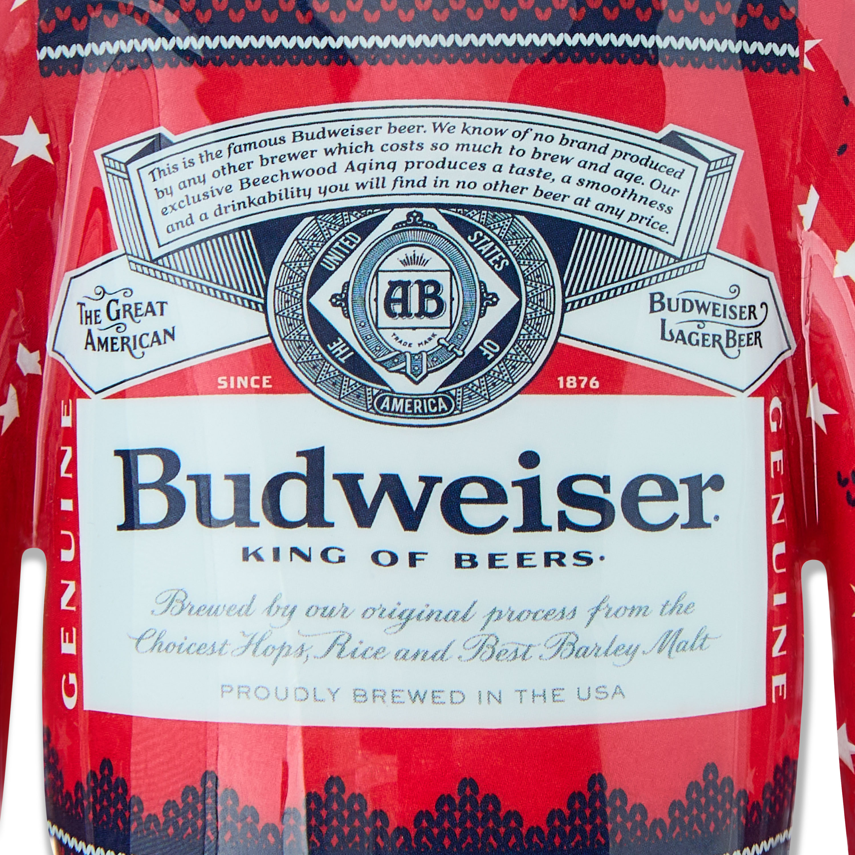 Budweiser Ugly Sweater Decoupage Holiday Ornament, Blue, Red, Collectible, by Ruz