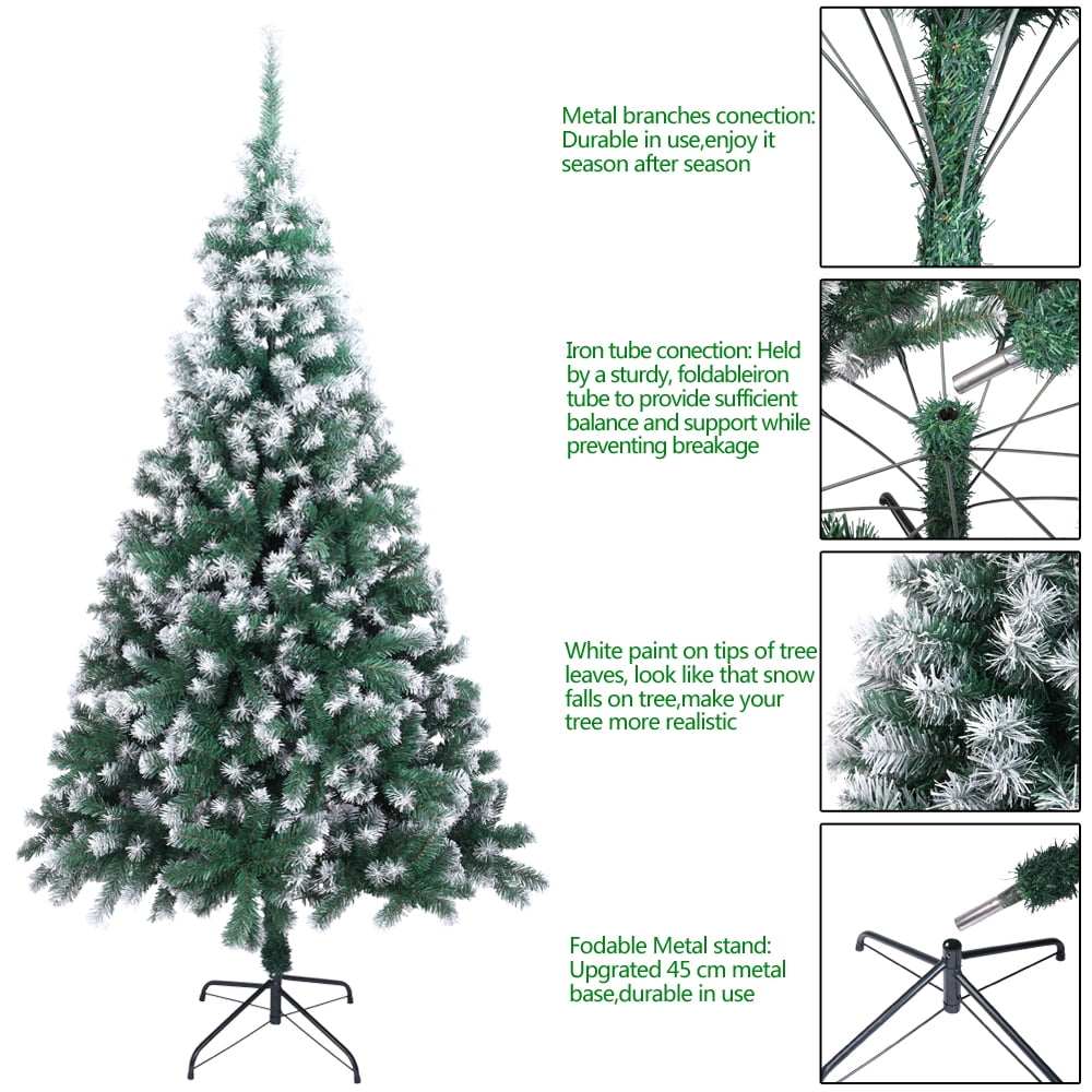 Resenkos 7ft Spray White Holiday Christmas Tree, Artificial Christmas Pine Tree with 870 Branch Tips for Home, Office, Party Decoration, White & Green