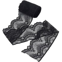 10.9 Yard 4 Inch Wide Stretchy Lace Ribbon Black Lace Trim Elastic Trim Fabric with Fan Pattern for DIY Sewing Craft Costume Hat Hair Band Tablecloth Wedding Decoration Supplies