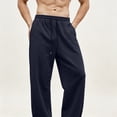 thumbnail image 6 of Qgtaibl Men's Wide Leg Sweatpants with Pockets Loose Fit Breathable Casual Workout Trousers Drawstring Elastic Waist Uncuffed Fall Joggers Dark Blue XXL, 6 of 6
