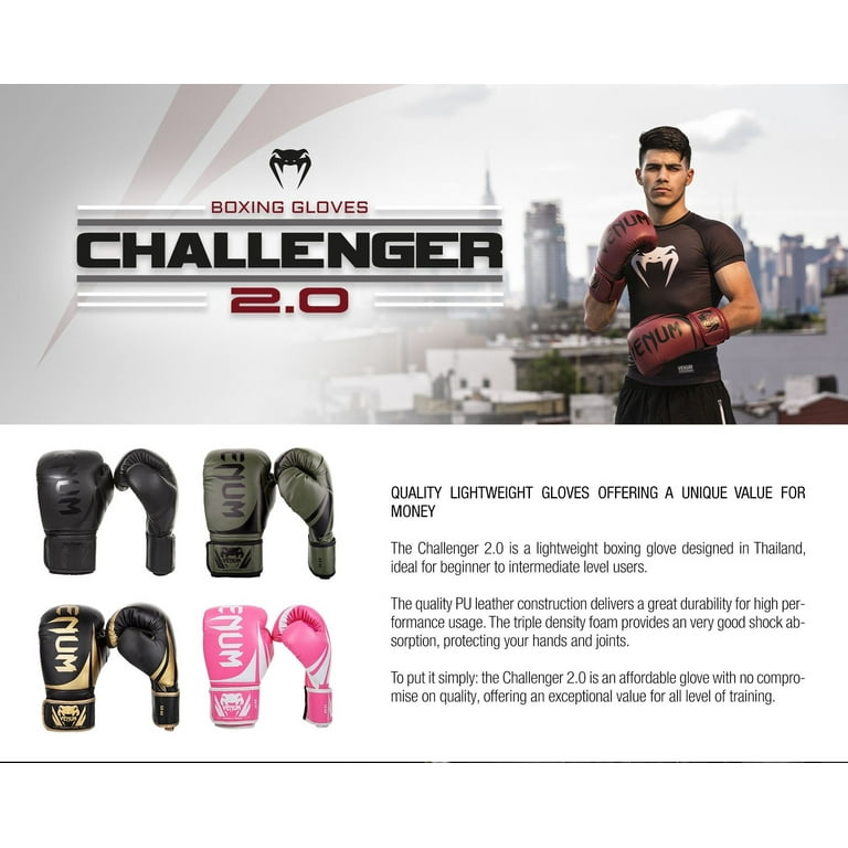 Venum Challenger 2.0 Boxing Gloves - 14 oz - Black - Walmart.com