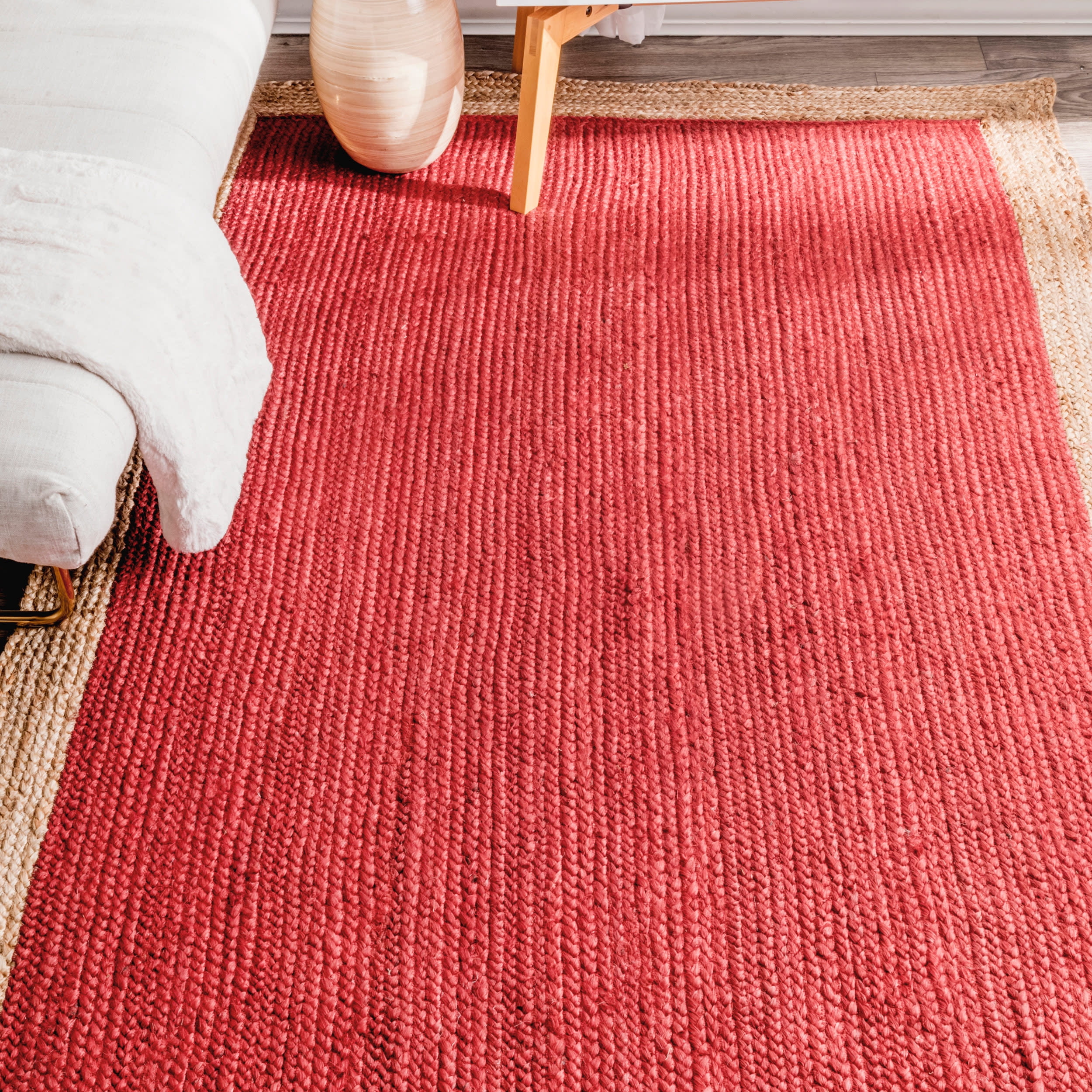 nuLOOM Eleonora Casual Jute Red 5' x 8' Farmhouse Area Rug