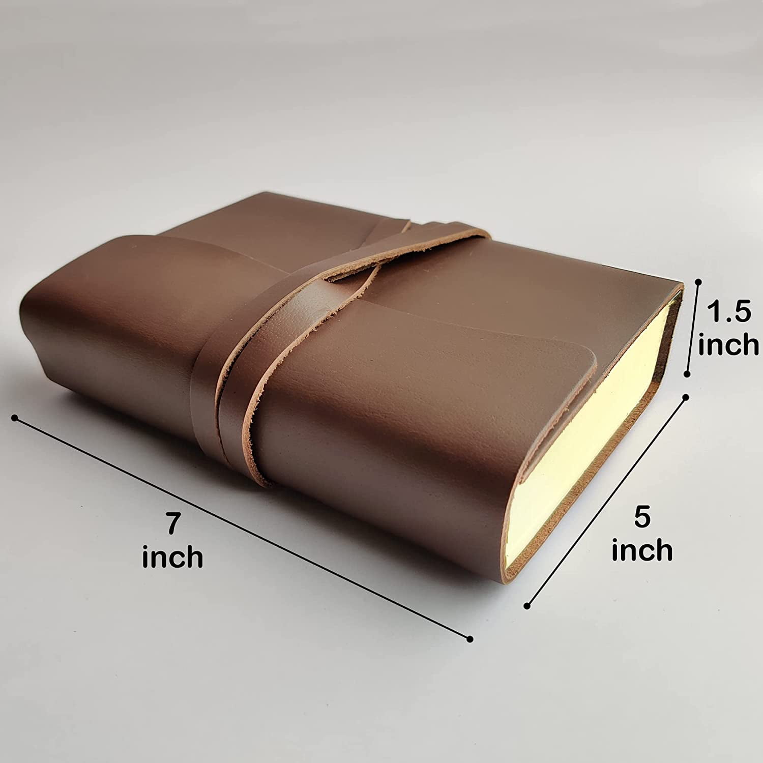 Leather Journal Writing Notebook - Handmade Vintage Leather Bound Lined Journal for Men & Women - Ruled Travel Diary Gift for Writers Artist Poet Him Her by Rustic Town, Brown