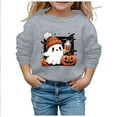 thumbnail image 3 of Otqutp Round Neck Pullovers for Children's Boys Girls Fashion Halloween Cute Little Bats and Pumpkin Printed Round Neck Sweater Autumn Hoodie Sweatshirt (Grey,2-3 Years), 3 of 5