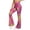 Pink-D, variant on Women's Flare Leggings Athletic Fitness Stretchy Slimming Trousers Elastic High Waist Solid Color Yoga Pants (XL, Green)