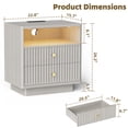 thumbnail image 7 of PAPROOS 22.8'' Large Fluted Nightstand, 2 Drawers Bedside Table with Charging Station and LED Light, Curved Corner Design Storage Night Stand End Table for Bedroom, Living Room, Beige Gray, 7 of 7