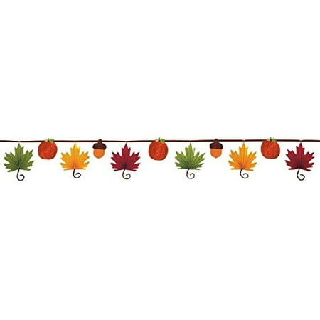 Colors of Autumn Thanksgiving Party LeafShaped Fan Banner Garland Decoration, Paper, 3