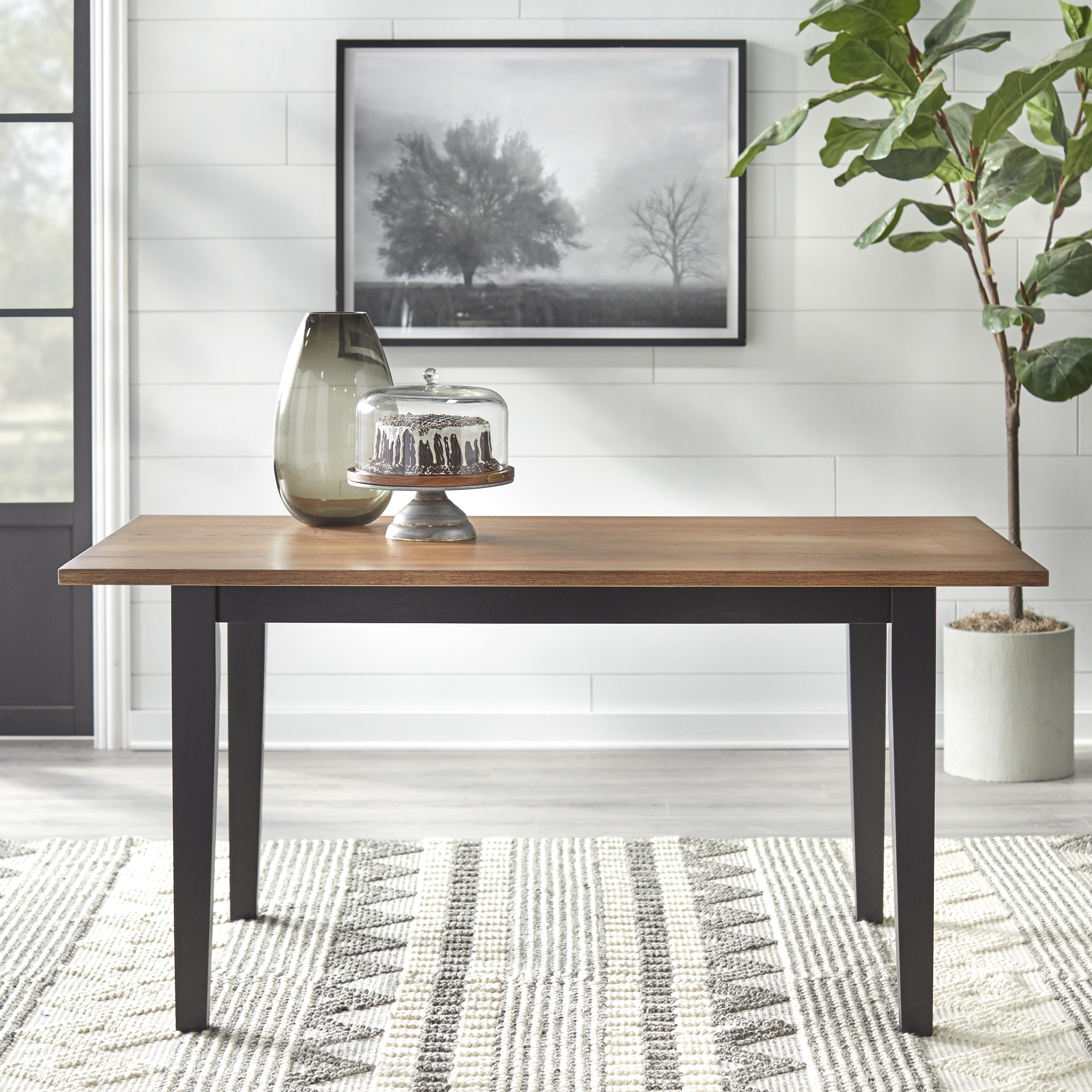 TMS Nashville 7-piece Farmhouse Dining Set, Driftwood and Walnut