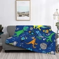 thumbnail image 2 of Disketp Dinosaur In Space Flannel Blankets - Thick and Warm Blanket for Winter, Soft Fuzzy Plush King Blanket for All Seasons60"x50", 2 of 6