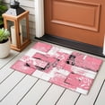 thumbnail image 5 of Modern Boho Washable Small Entryway Area Rugs 2'x3', Flower Geometric Texture Pink White Abstract Art Low Pile Throw Rug Non-Slip Sturdy Edge Binding Carpet for Front Door Floor Room Entry, 5 of 9