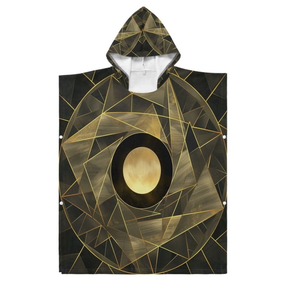 Kid Hooded Beach Towel Bath Poncho Towels Soft Absorbent Quick Dry for Boy Girl Abstract Khaki Light Geometric S