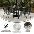 thumbnail image 4 of Merrick Lane 7 Piece Outdoor Dining Set with 60" Tempered Glass Patio Table, 4 Black Stackable Metal Slat Chairs, 2 Black Stackable Metal Slat Armchairs, 4 of 12