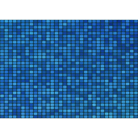 Ahgly Company Indoor Rectangle Patterned Neon Blue Area Rugs, 8' x 10'