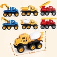 thumbnail image 2 of Construction Trucks Toys, 6 Pcs Friction-Powered Vehicles, 8 INCH Vehicles Set Toys for 3 4 5 Years Old Boys and Girls, Toddlers, 1:20 Crane Excavator/Mixer Dump/Fir, 2 of 7