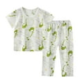 thumbnail image 1 of ZACPNCV Girls Cotton Pajamas Set Short Sleeve PJSs Summer Sleepwear Cool Loungewear Ruffle Ribbed Knit Pajama Green 2-3 Years, 1 of 3