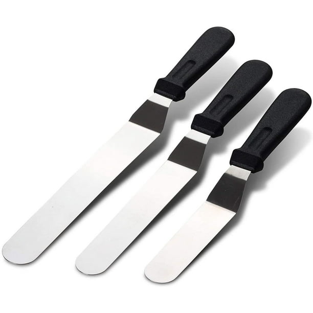 Espátulas de repostería en ángulo - 3 piezas Espátula de repostería en ángulo Espátula de glaseado en ángulo Espátula Pala de cocina de acero inoxidable o espátula para decoración de pasteles