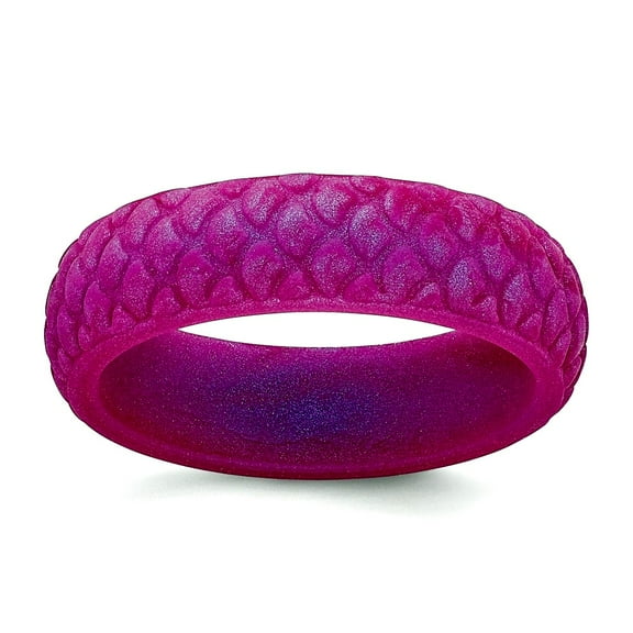 Silicone Purple Mermaid Pattern 5.7mm Band Size 5 Ring for Women and Men
