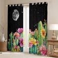 thumbnail image 2 of Manfei Cartoon Cactus Child Blackout Curtains Set of 2 (52x84 Each), Western Groovy Flower Window Curtains, Glitter Stars Moon Curtains and Drapes, Curtains and Drapes Decor, 2 of 6