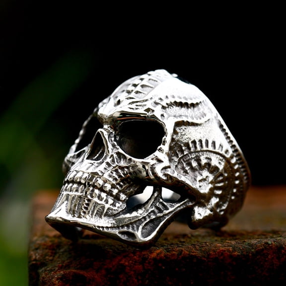 Death Skull Ring for Men Stainless Steel Jewelry Biker Rings Scary Death Ring Skull for Gifts